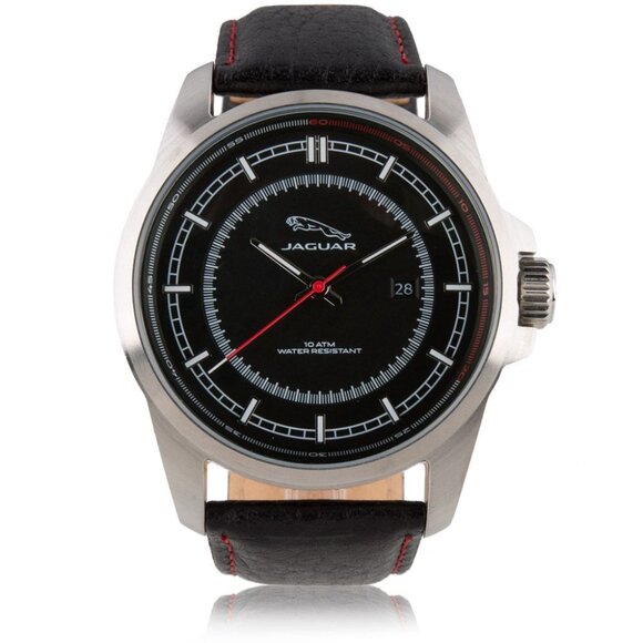NIB - Jaguar Men's Classic Watch – Leather Strap, Red Trim (JEWM309BKA) - Picture 1 of 13